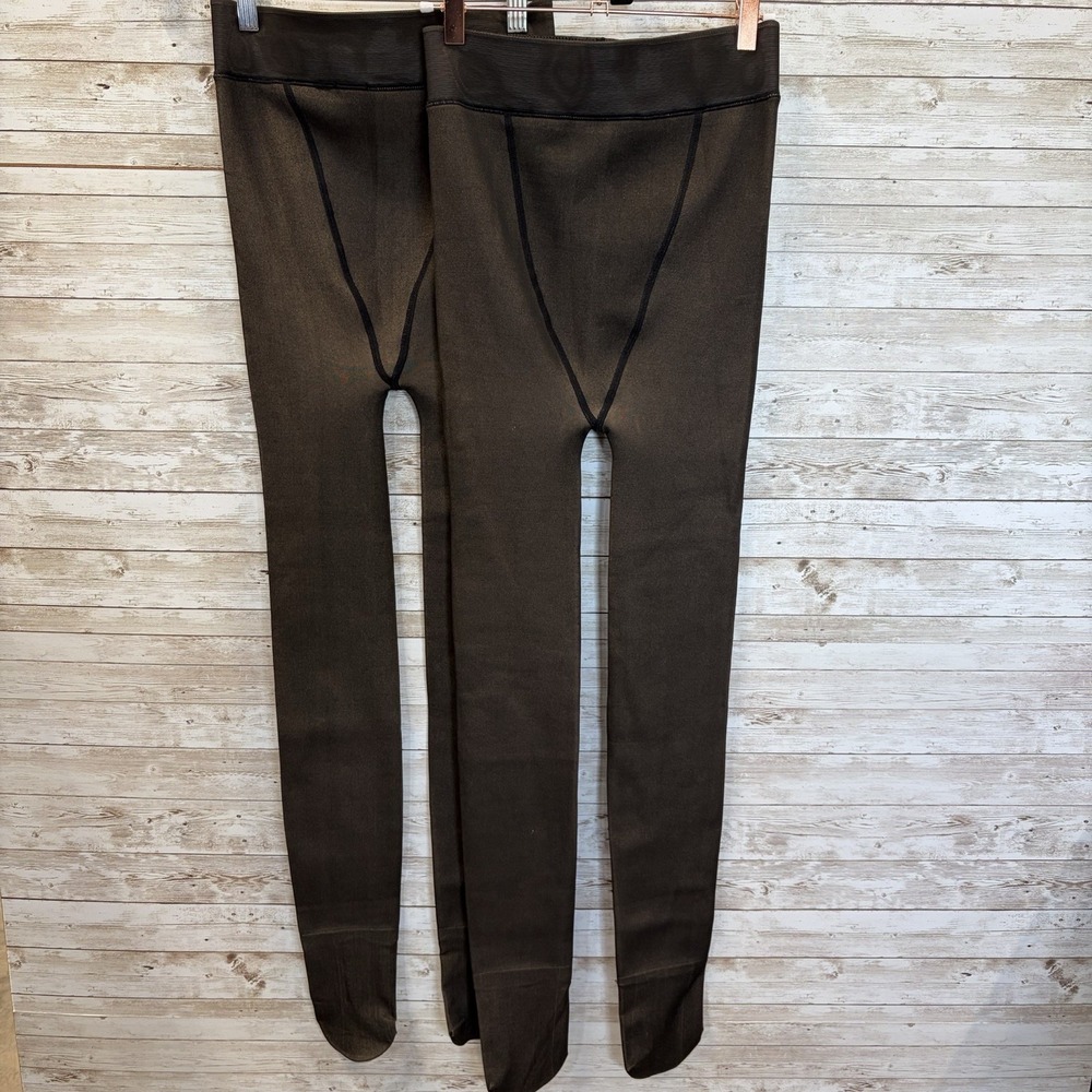 Lot of 2 Sam Edelman Womens L Leggings Faux Shear Black‎ Fleece Lined Footed EUC